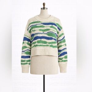Aerie - Intarsia Knitted Sweater – Green, Blue, and Cream – Sz. XS
